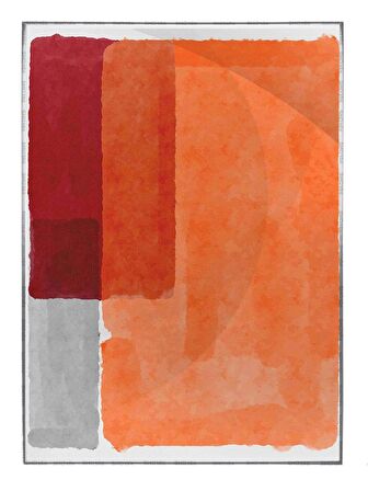 Shop365 Fırça Darbeleri Kırmızı Turuncu Renkler Modern Tablo Çerçeveli P-001864