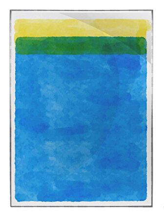 Shop365 Fırça Darbeleri Yeşil Mavi Sarı Modern Tablo Çerçeveli P-001866