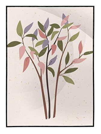Shop365 Yapraklar Pastel Renkler Modern Tablo Çerçeveli P-001867