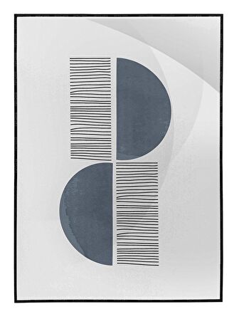 Shop365 Şekiller ve Çizgiler Mavi Gri Siyah Renkler Modern Tablo Çerçeveli P-001877