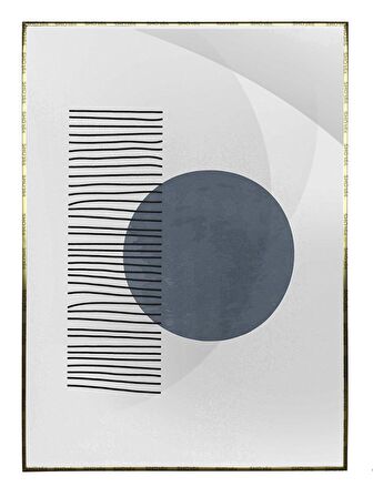 Shop365 Şekiller ve Çizgiler Mavi Gri Siyah Renkler Modern Tablo Çerçeveli P-001880