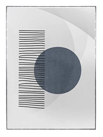 Shop365 Şekiller ve Çizgiler Mavi Gri Siyah Renkler Modern Tablo Çerçeveli P-001880