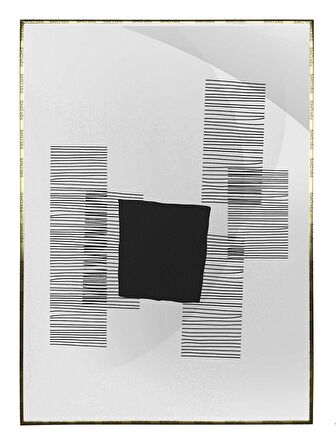 Shop365 Şekiller Çizgiler Gri Siyah Renkler Modern Tablo Çerçeveli P-001884