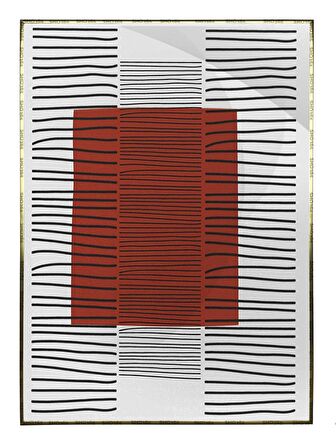 Shop365 Şekiller ve Çizgiler Kırmızı Gri Siyah Renkler Modern Tablo Çerçeveli P-001885