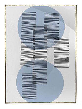 Shop365 Şekiller Çizgiler Gri Mavi Renkler Modern Tablo Çerçeveli P-001889