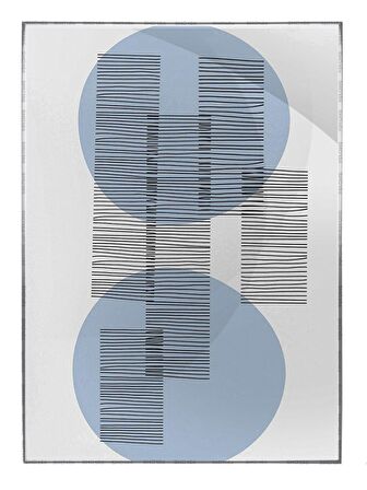 Shop365 Şekiller Çizgiler Gri Mavi Renkler Modern Tablo Çerçeveli P-001889