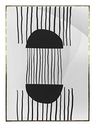 Shop365 Şekiller Çizgiler Gri Siyah Renkler Modern Tablo Çerçeveli P-001894