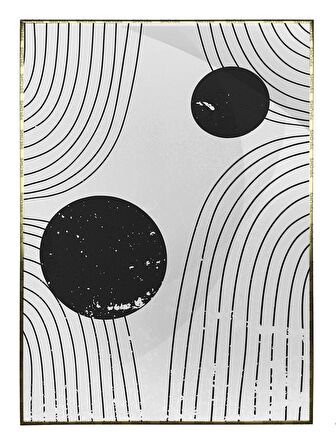 Shop365 Şekiller Çizgiler Gri Siyah Renkler Modern Tablo Çerçeveli P-001900