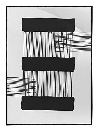 Shop365 Şekiller ve Çizgiler Mavi Gri Siyah Renkler Modern Tablo Çerçeveli P-001907