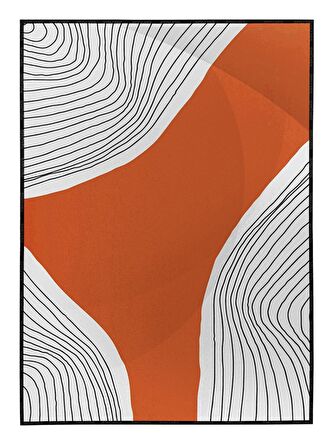 Shop365 Şekiller ve Çizgiler Turuncu Gri Siyah Renkler Modern Tablo Çerçeveli P-001909