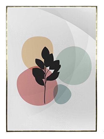 Shop365 Bitki Yapraklar ve Şekiller Modern Tablo Çerçeveli P-001935