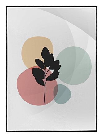 Shop365 Bitki Yapraklar ve Şekiller Modern Tablo Çerçeveli P-001935