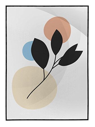 Shop365 Bitki Yapraklar ve Şekiller Modern Tablo Çerçeveli P-001938