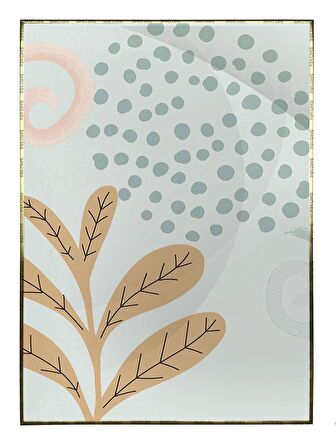 Shop365 Yapraklar ve Şekiller Modern İllüstrasyon Tablo Çerçeveli P-001943