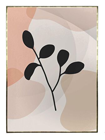 Shop365 Yapraklar ve Şekiller Karışık Renkler Modern Tablo Çerçeveli P-002011