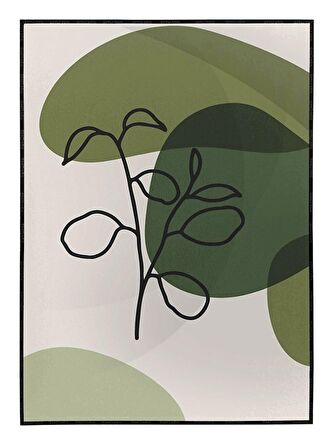Shop365 Yapraklar ve Şekiller Karışık Renkler Modern Tablo Çerçeveli P-002012