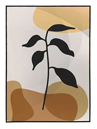 Shop365 Yapraklar ve Şekiller Karışık Renkler Modern Tablo Çerçeveli P-002013