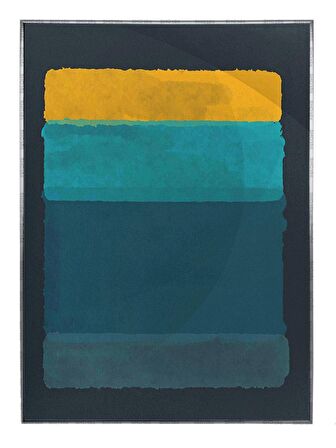 Shop365 Fırça Darbeleri Sarı Yeşil Mavi Renkler Modern Tablo Çerçeveli P-002049