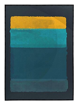 Shop365 Fırça Darbeleri Sarı Yeşil Mavi Renkler Modern Tablo Çerçeveli P-002049