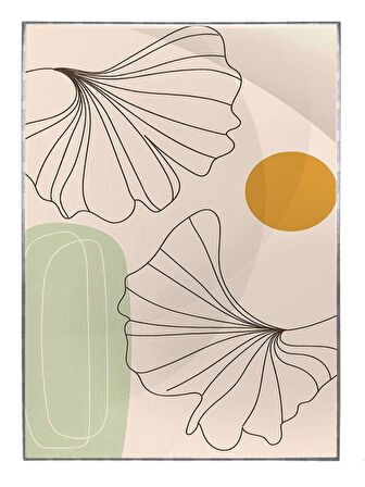 Shop365 Çiçekler Krem Sarı Mavi Renkler Modern Tablo Çerçeveli P-002055