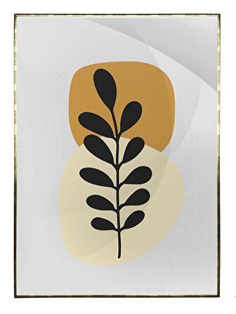Shop365 Bitki Yapraklar ve Şekiller Modern Tablo Çerçeveli P-002072
