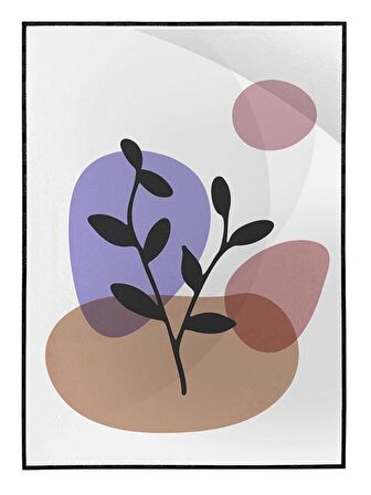 Shop365 Bitki Yapraklar ve Şekiller Modern Tablo Çerçeveli P-002079