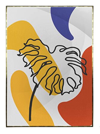 Shop365 Bitki Yapraklar ve Şekiller Modern Tablo Çerçeveli P-002088