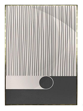 Shop365 Şekiller ve Çizgiler Krem Gri Renkler Modern Tablo Çerçeveli P-002121