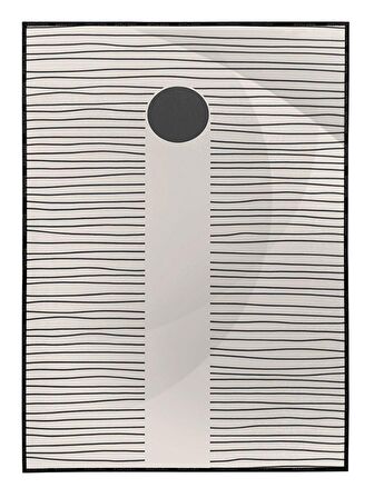 Shop365 Şekiller ve Çizgiler Krem Gri Renkler Modern Tablo Çerçeveli P-002122