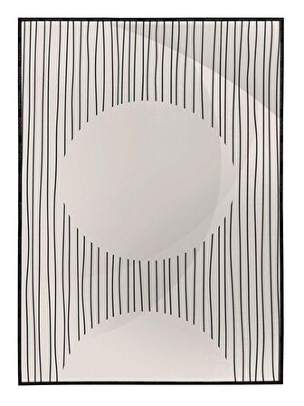 Shop365 Güneş ve Çizgiler Krem Gri Renkler Modern Tablo Çerçeveli P-002125