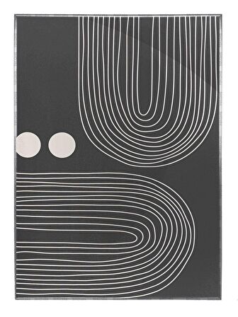 Shop365 Güneş ve Çizgiler Krem Gri Renkler Modern Tablo Çerçeveli P-002126