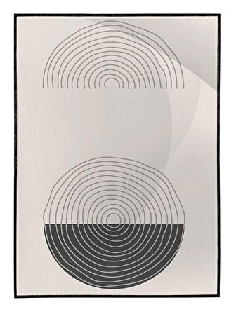 Shop365 Şekiller ve Çizgiler Krem Gri Renkler Modern Tablo Çerçeveli P-002133