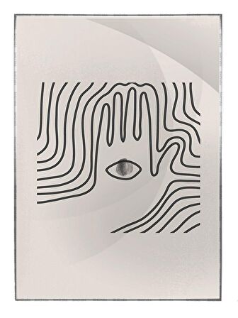 Shop365 El Göz ve Çizgiler Krem Gri Renkler Modern Tablo Çerçeveli P-002137