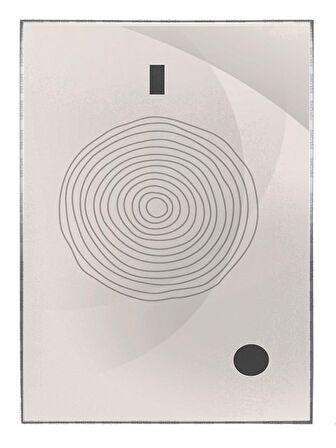 Shop365 Güneş Ay ve Şekiller Krem Gri Renkler Modern Tablo Çerçeveli P-002141