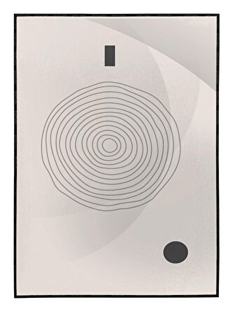 Shop365 Güneş Ay ve Şekiller Krem Gri Renkler Modern Tablo Çerçeveli P-002141