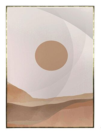 Shop365 Güneş Ay Gökyüzü Sulu Boya Efektli Tablo Çerçeveli P-002194