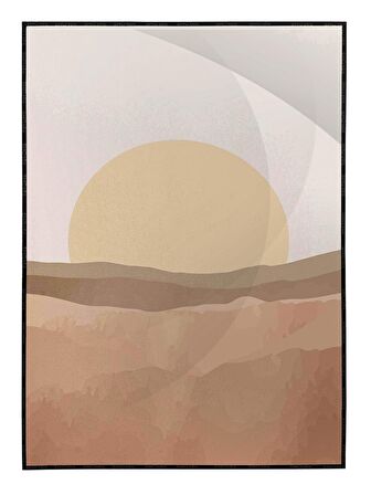 Shop365 Güneş Ay Gökyüzü Sulu Boya Efektli Tablo Çerçeveli P-002195