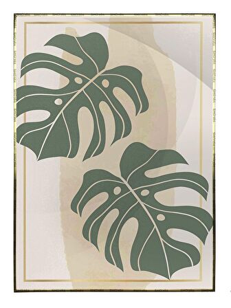 Shop365 Palmiye Yaprakları Sarı Renkler Modern Tablo Çerçeveli P-002263