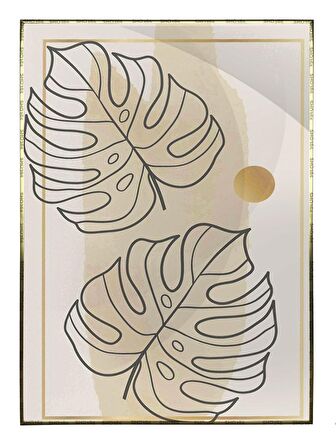 Shop365 Palmiye Yaprakları Sarı Renkler Modern Tablo Çerçeveli P-002264