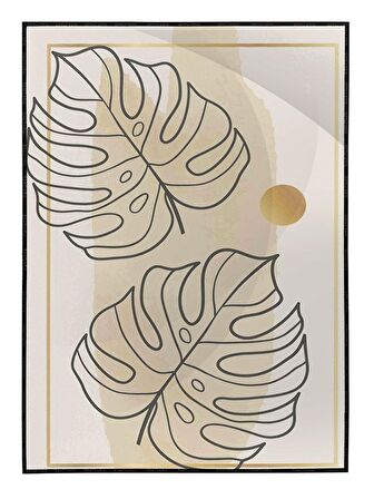 Shop365 Palmiye Yaprakları Sarı Renkler Modern Tablo Çerçeveli P-002264