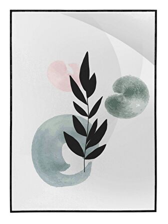 Shop365 Bitki Yapraklar ve Şekiller Modern Tablo Çerçeveli P-002266
