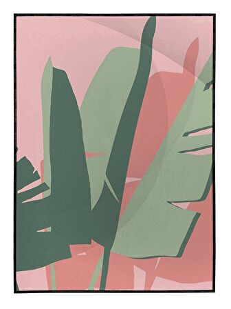 Shop365 Bitki Yapraklar ve Şekiller Modern Tablo Çerçeveli P-002271