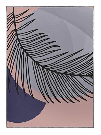 Shop365 Palmiye Yaprakları ve Şekiller Pastel Renkler Modern Tablo Çerçeveli P-002294
