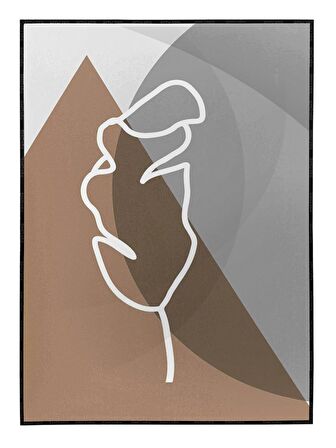 Shop365 Yaprak Çizim ve Şekiller Pastel Renkler Modern Tablo Çerçeveli P-002297