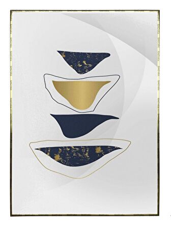 Shop365 Altın ve Toprak Renkleri Şekiller Modern Tablo Çerçeveli P-002317