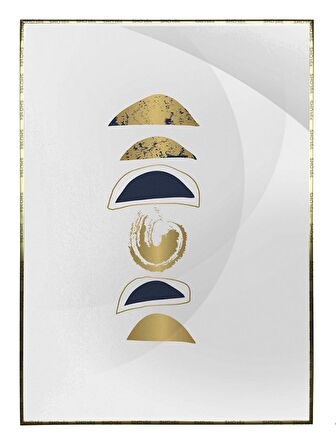 Shop365 Altın ve Toprak Renkleri Şekiller Modern Tablo Çerçeveli P-002320