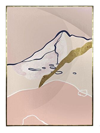 Shop365 Dağ Şekiller Pastel Renkler Çizim Modern Tablo Çerçeveli P-002347