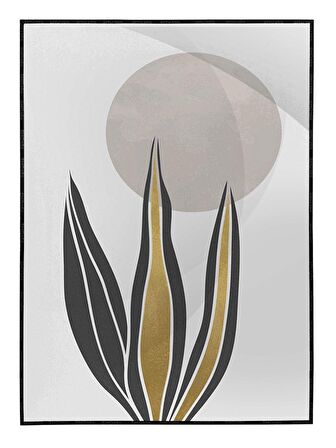 Shop365 Yapraklar ve Şekiller Modern Tablo Çerçeveli P-002357