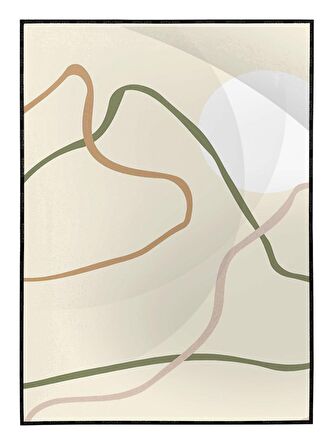 Shop365 Güneş ve Ay Modern Sulu Boya Efektli Tablo Çerçeveli P-002362