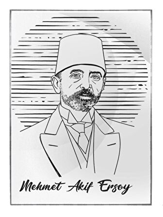 Shop365 Mehmet Akif Ersoy Türk Şair Çizim Tablo Çerçeveli P-002438